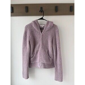Barefoot Dreams pink fuzzy zip up hoodie sweater - size medium